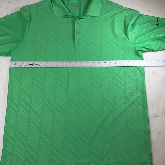 Nike Golf Polo Shirt Mens Large Green Excellent Dri-FIT Striped 542175-338 - Picture 4 of 6